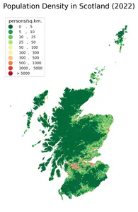 Population Density of Scotland and the Central Belt